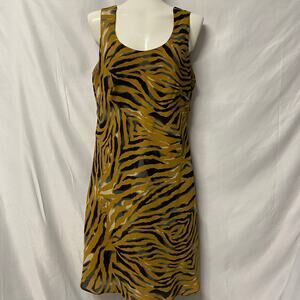 Secret USA Dress Vintage Animal Print Size M Made in USA Semi Shear w/Lining